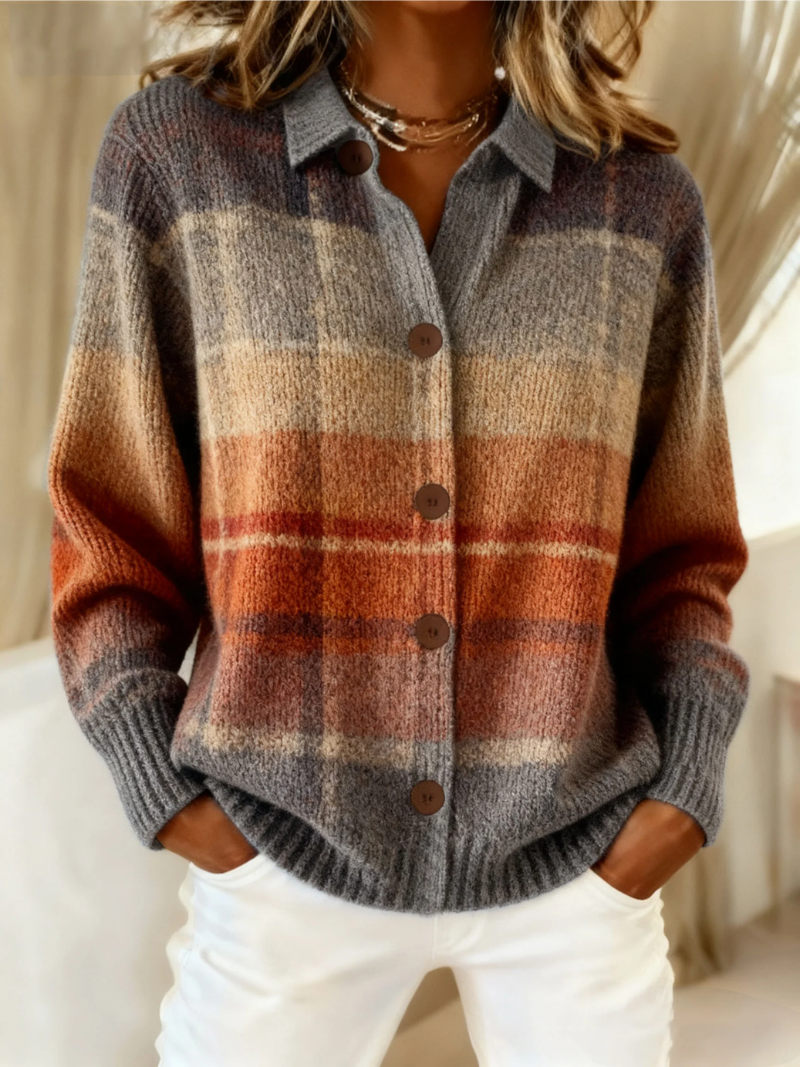CEVAIA | CHECKED KNIT CARDIGAN