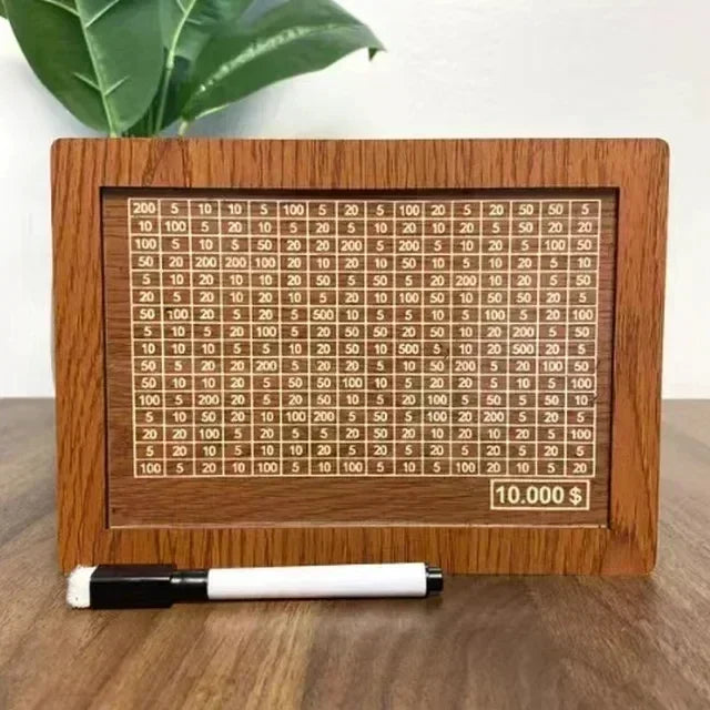 Wooden Money Box with 2026 Savings Goals – Holds 1000 to 10,000 GBP By Londonpieces