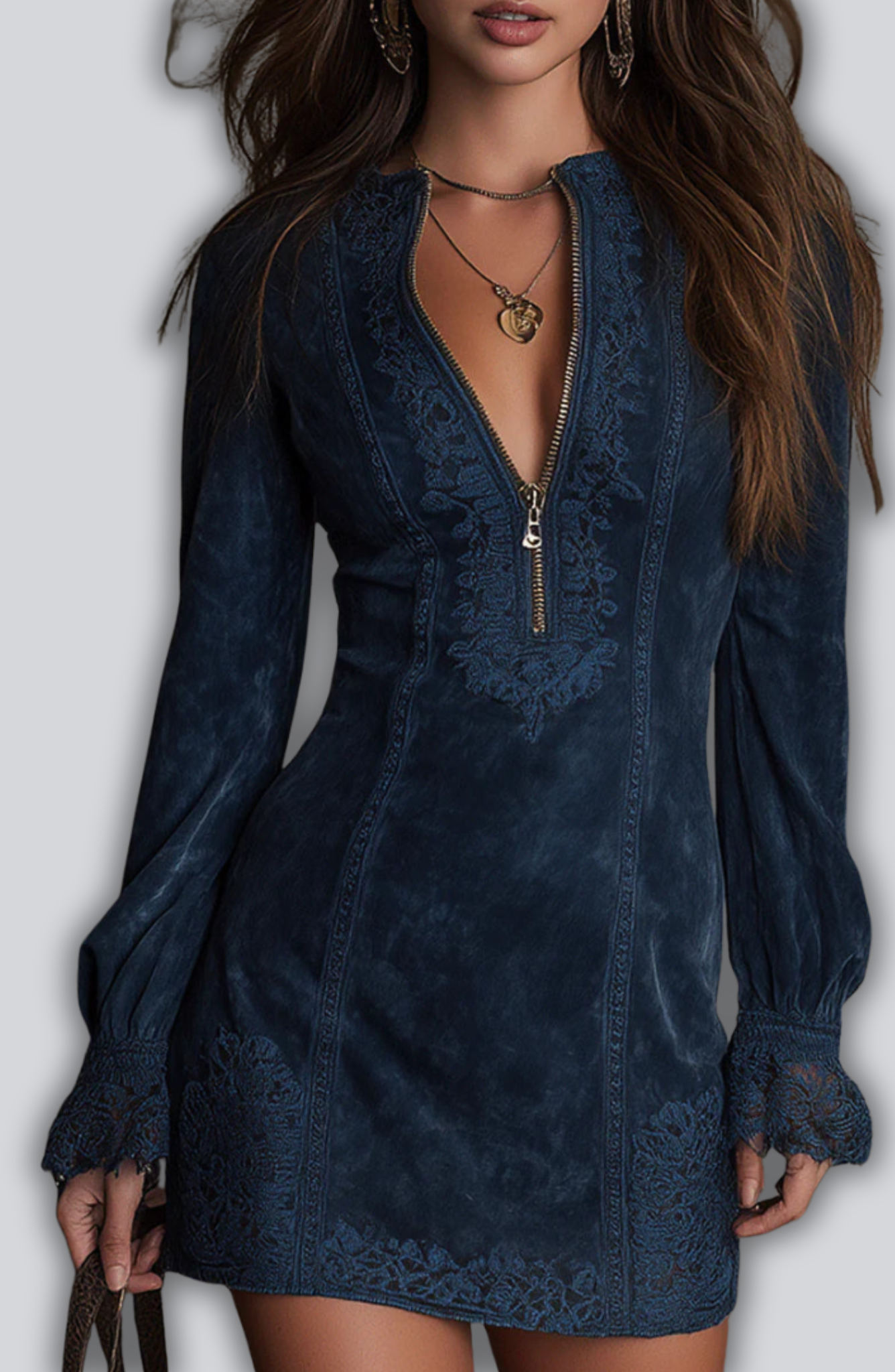 CEVAIA | BLUE SUEDE MINI DRESS
